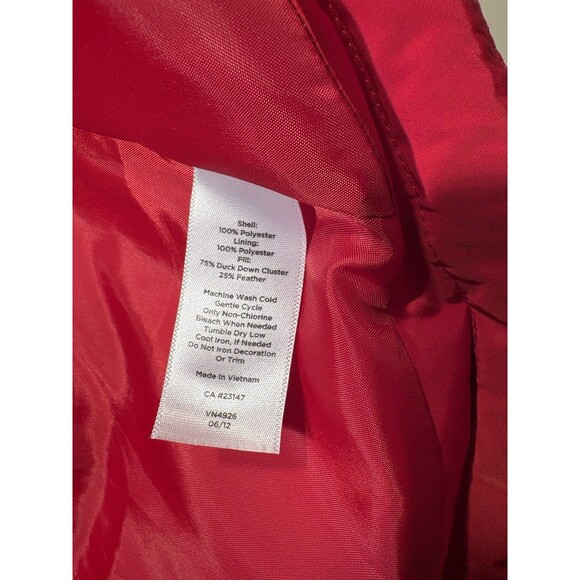 Talbots 75% Duck Down Puffer Bright Brass Chore Vest Red Mock Neck XS - Picture 9 of 13